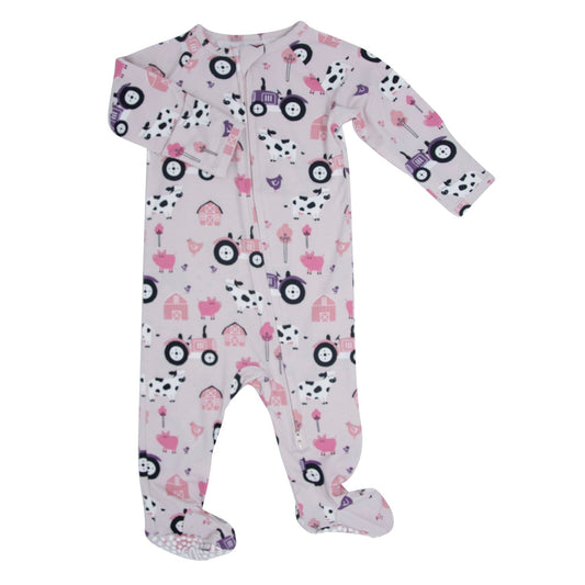Tractors and Cows Zipper Footie