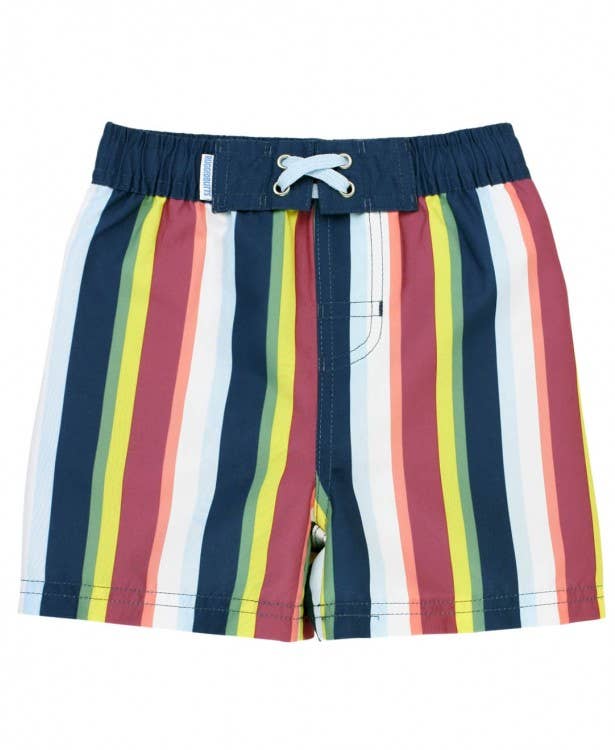 RuffleButts - Sunset Stripe Swim Trunks