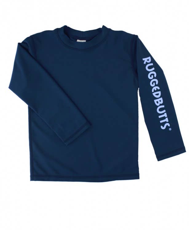 RuffleButts - Navy Long Sleeve Logo Rash Guard