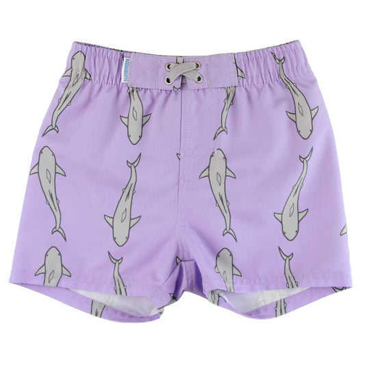 RuffleButts - Jawsome Gray Swim Trunks